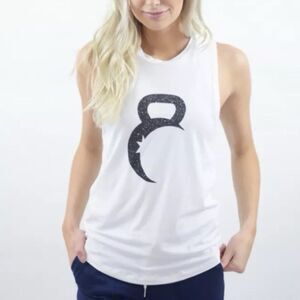 ZYIA Active White Kettle Bell Moon Muscle Sleeveless Tee Size XXL Racerback Tank